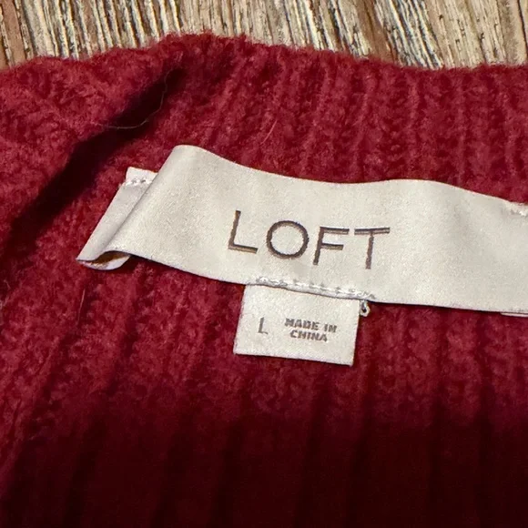 Loft large cable knit sweater women’s sienna orange brown burgundy wool blend - Picture 6 of 9